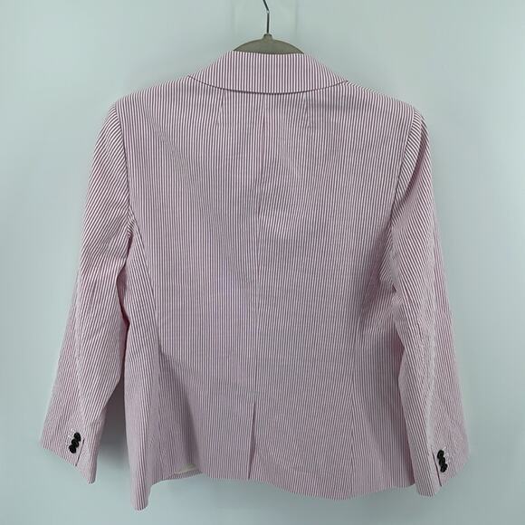 J. Crew 365 Parke pink striped stretch seersucker single button blazer sz 12 - Picture 6 of 6